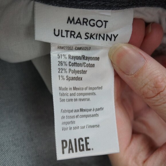 New Paige Jeans Margot Stretchy High Rise Ultra Skinny in Grey Area size 32 - Picture 15 of 16